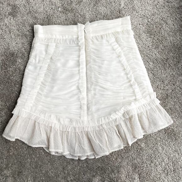 NWT!! ASOS White Ruffle Ruched Mini Skirt-Semi Sheer - Picture 2 of 9